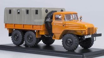 УРАЛ 375Д бортовой с тентом оранжевый/серый (SSM)